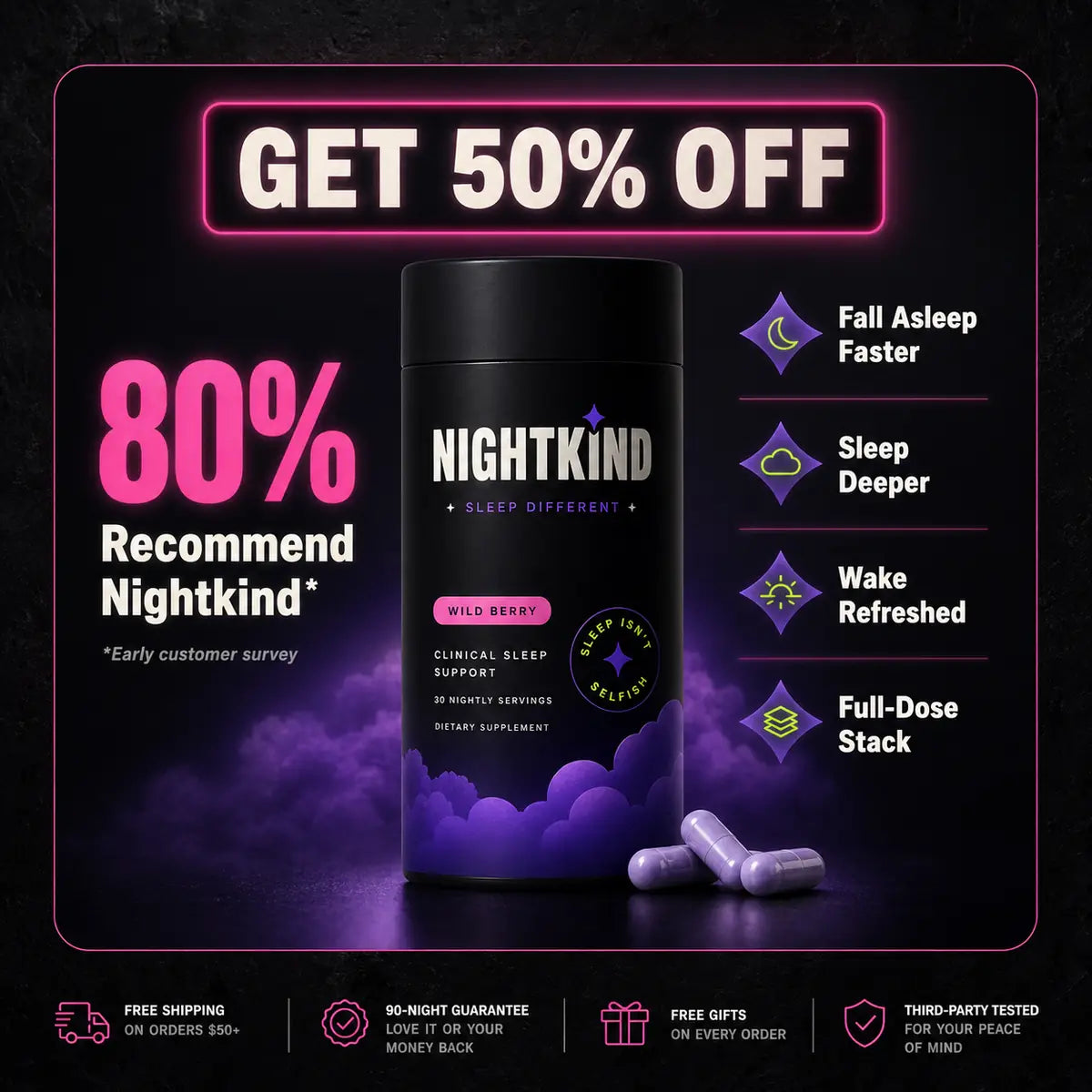 Nightkind 50 percent off product hero